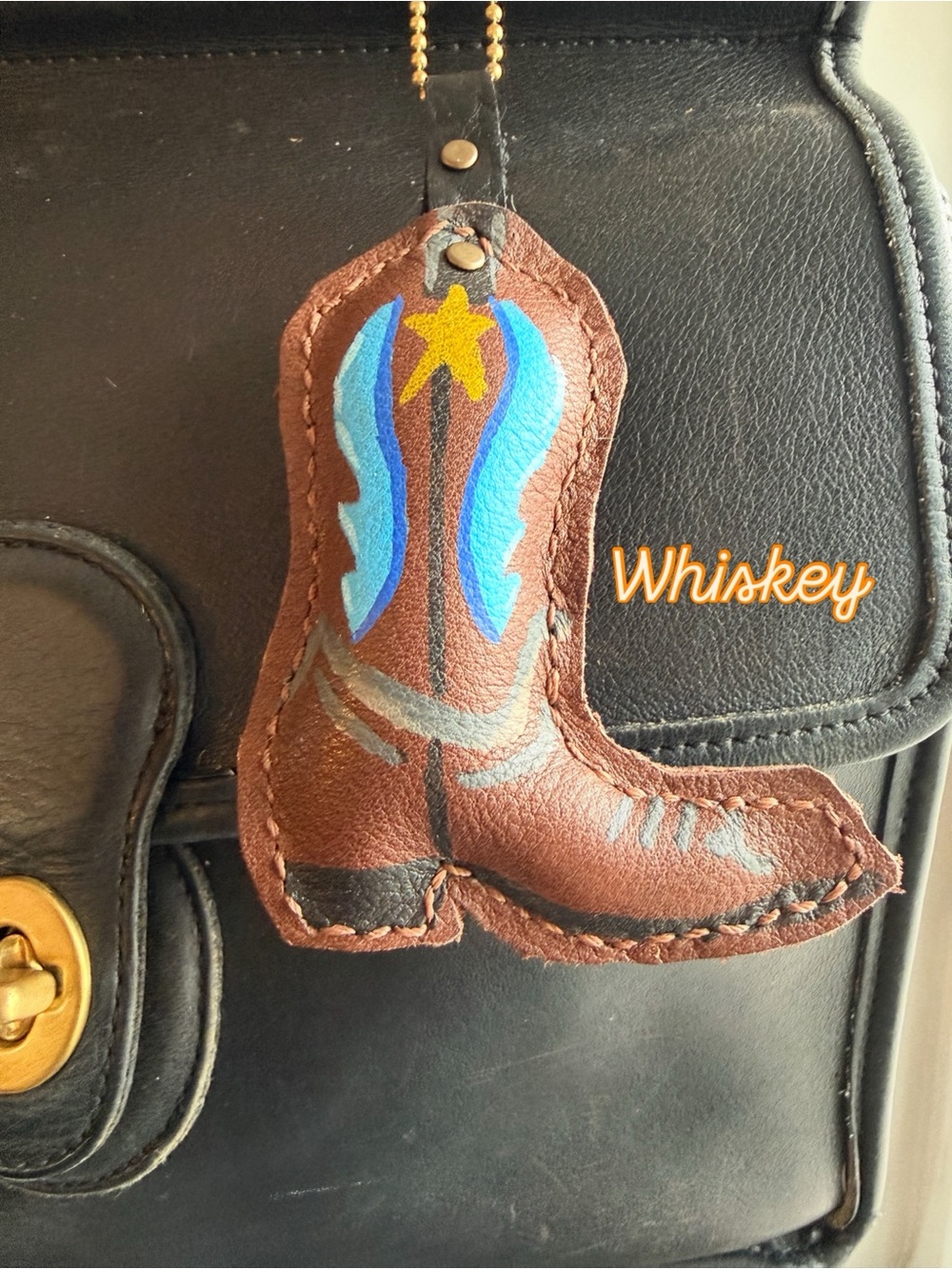 Leather Cowboy Boots Bag Charms - Picture 2 of 4